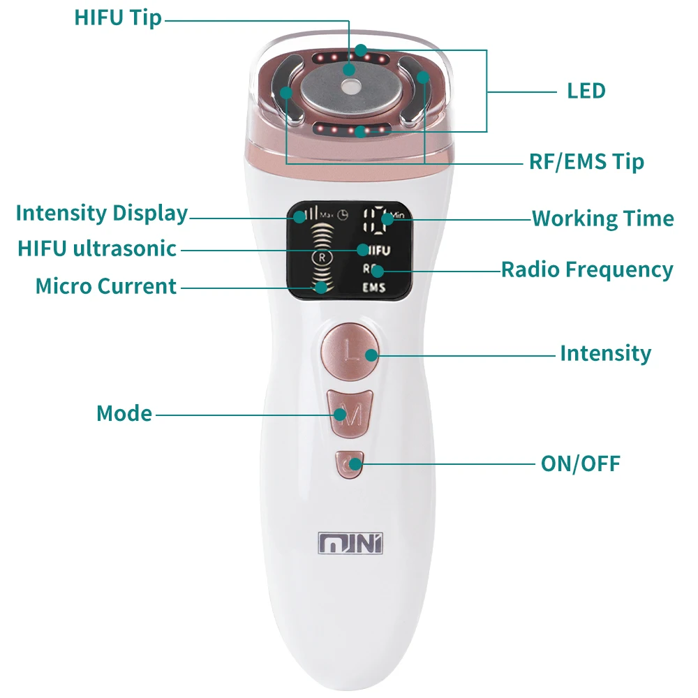 Mini HIFU Machine Ultrasound Slimmer RF Radiofrecuencia EMS Microcurrent Neck Lifting Skin Tightening Anti Wrinkle Face Massager images - 6