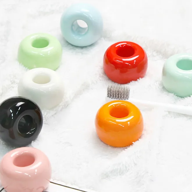 Креативный пончик керамической держатель для зубной щетки CandyColor