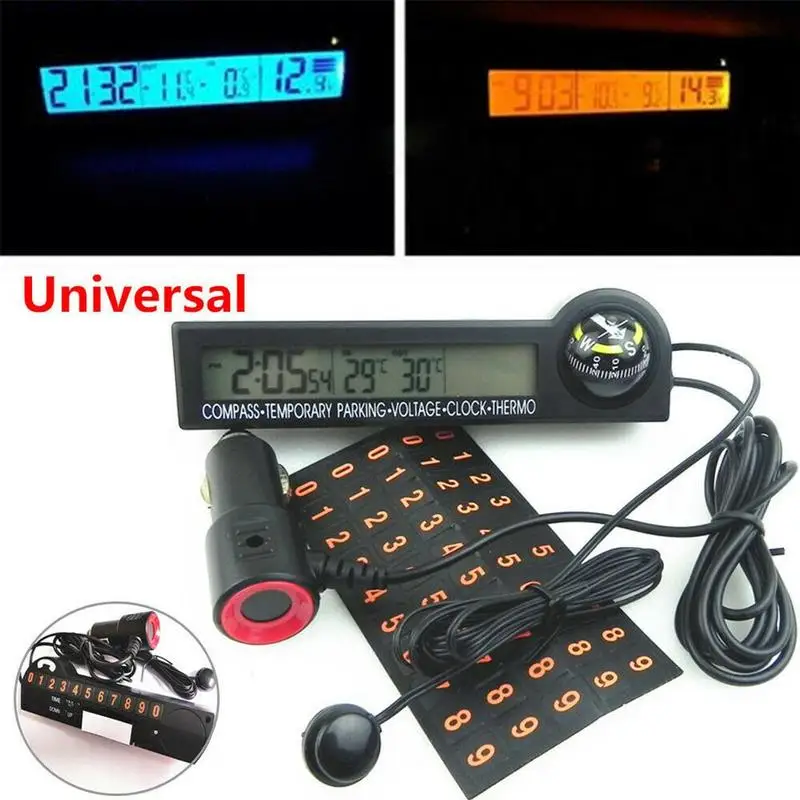 1 шт. многофункциональный автомобильный термометр Автомобильный Вольтметр Часы