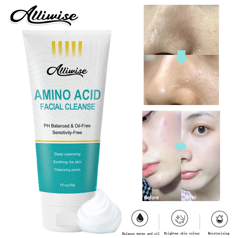

Alliwise Amino Acid Facial Cleanser Cleansing Acne Oil Control Blackhead Remover Shrink Pores Moisturizing Anti-UV Skin Care