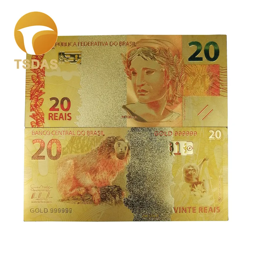Сувенир в подарок обычной Позолоченные банкноты Бразилия 2 100 все фотографии