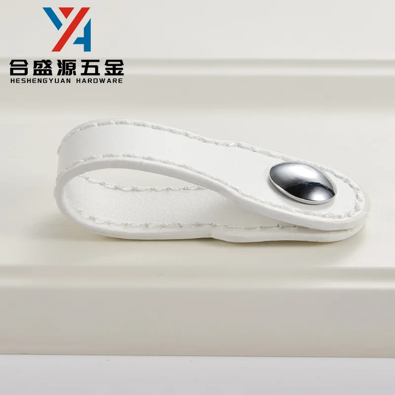 

Nordic Furniture Drawer Knob Brass shoe Cupboard Cabinet Handle Door Pulls white Genuine Leather