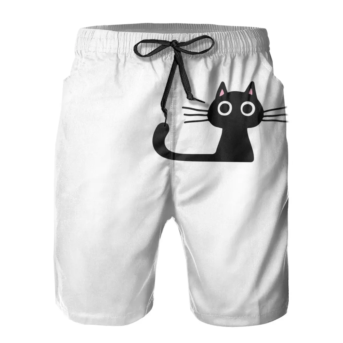 

R92 running Cutie The Kitty Cat Wide Eyed Black Kitten Shorts Breathable Quick Dry Humor Graphic Hawaii Pants