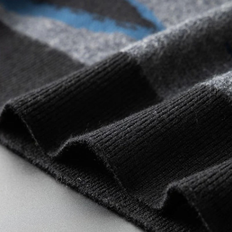 Мужской шерстяной свитер вязаные топы джемперы с градиентным рисунком и круглым