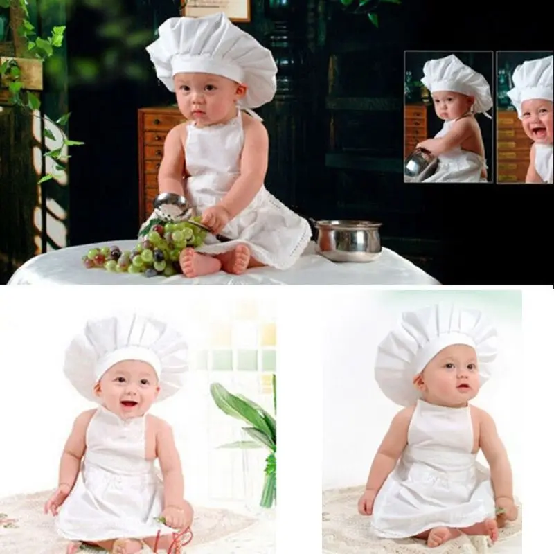 

Baby Photography Props Little Chef Hat White Stretch Wrap Little Cook Creative Props Newborn Photography Accessories