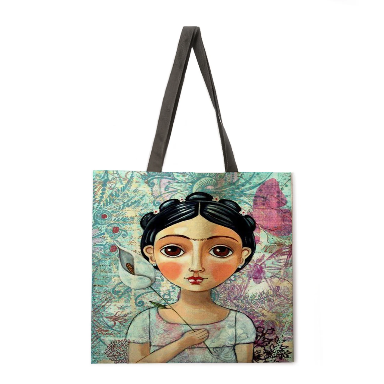 Ladies casual bags printed folk girls outdoor shoulder ladies handbags foldable shopping |