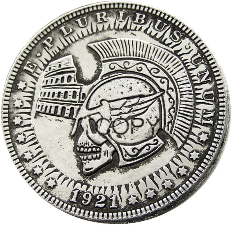 HB(31)US Hobo 1921 Morgan Dollar Skull Zombie Skeleton посеребренные копировальные монеты | Дом и сад
