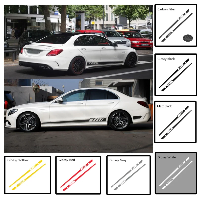 Автомобильная боковая наклейка на талию для Mercedes Benz W205 W204 W203 W212 W211 W213 W222 W221 W146 E300 GLK