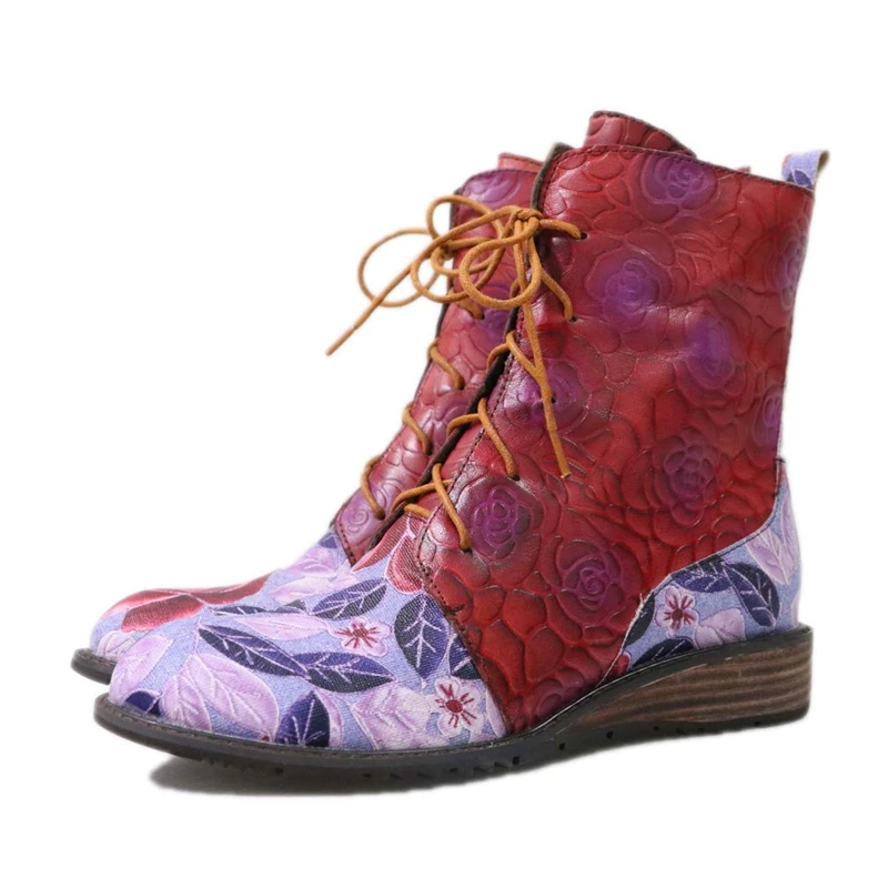 

Женские ботильоны из натуральной кожи, на мягкой платформе, со шнуровкой, в стиле ретро, зимняя обувь, 2019