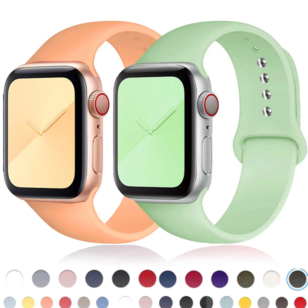 

Bracelet For Apple Watch 44mm 40mm iWatch BAND 42mm 38mm series 7 6 SE 5 4 3 Slicone Smartwatch Belt Apple watch band 45mm 41mm
