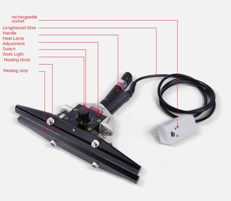 

220V 200MM Portable Hand Clamp Sealer Heat Sealing Machine Aluminum Foil Bag Kraft Paper Bag Packaging Machine 550W