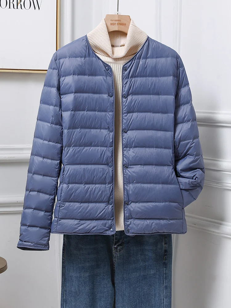 SEDUTMO Winter Duck Down Jacket Women Quilted Slim Ultra Light Thin Short Basic Coat Black Pocket For Spring  ED1818
