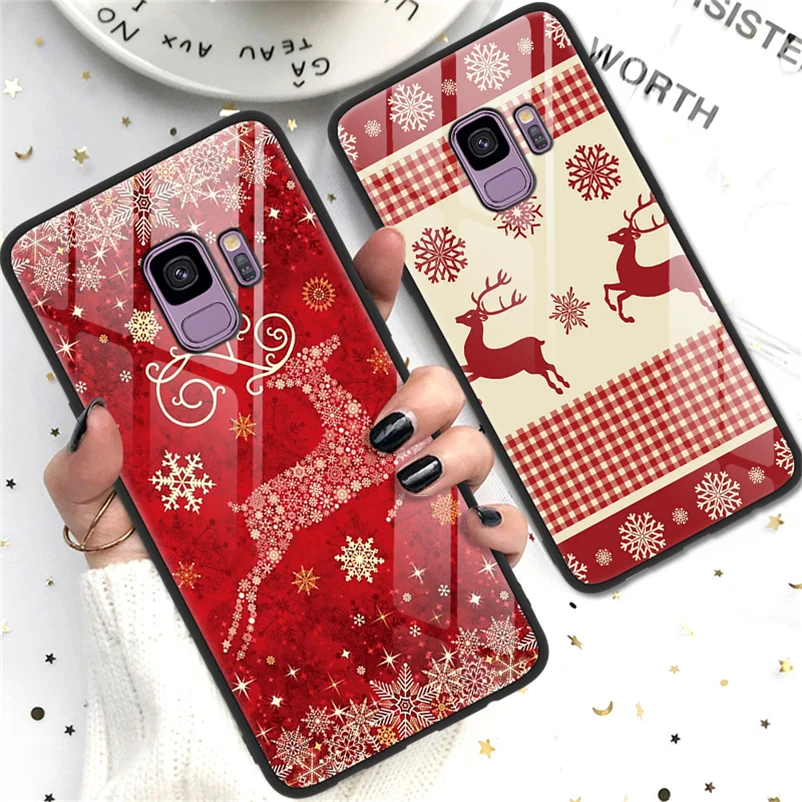 С рисунком рождественского оленя чехол для samsung Galaxy A30 A40 A50 A70 M20 J4 J6 A6 A7 A8 A9 J5 J7 S8 S9 S10 Plus Note 8 9 10 Pro Caso