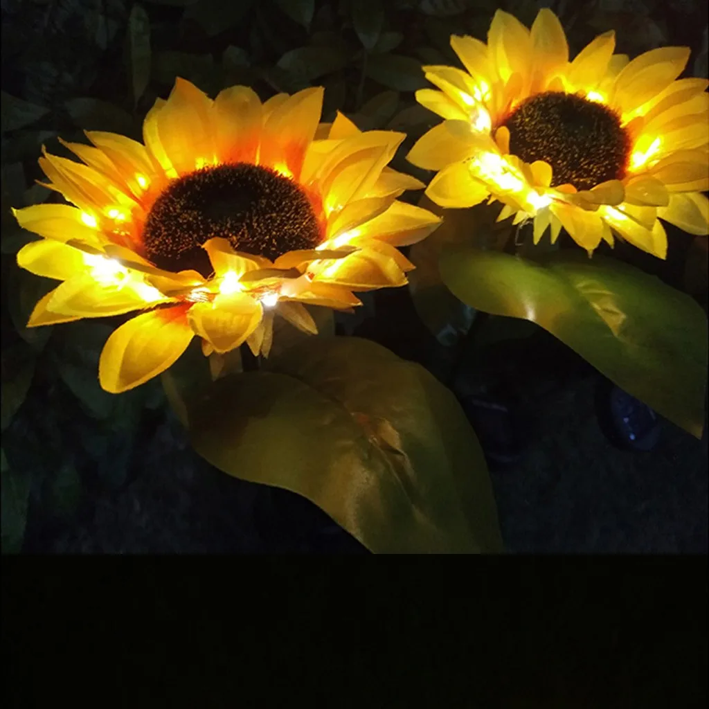 Шестые Напольного Солнечного света Sumflower сад Двор лужайка ландшафт Lamp 2 ПК Led