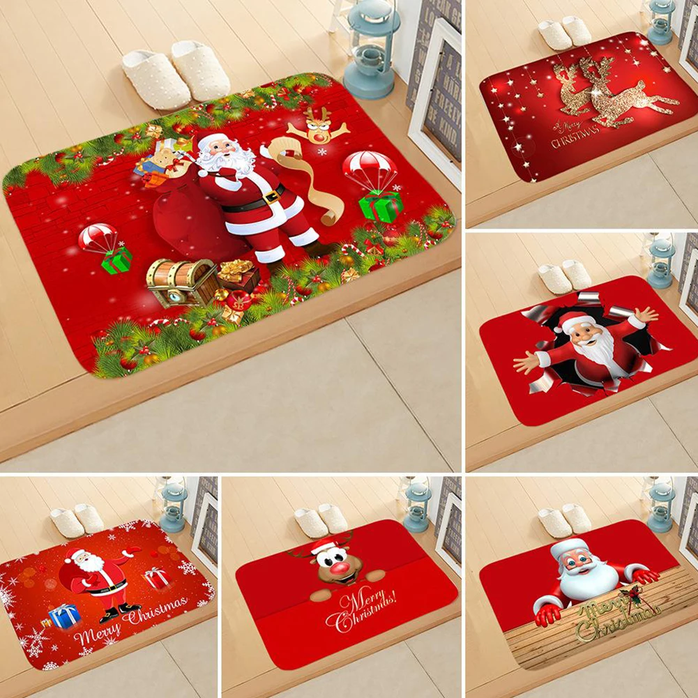 

Absorbent NonSlip Christmas Mat Santa Carpet Doormat Ornament Merry Christmas For Home Bathroom Kitchen Beddroom Decor 40*60cm