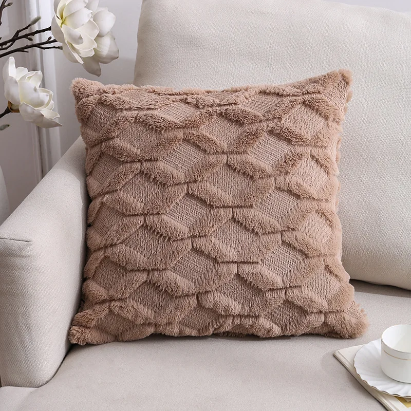 

Nordic Plush Geometric Pillow Case Soft Decorative Sofa Cushion Cover PV Cashmere Office Room Throw Pillowcase 45x45cm P01