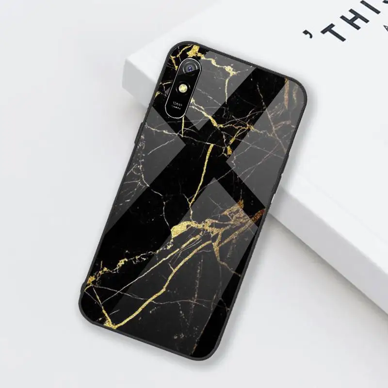 

Gold Marble Texture Granite Phone Case Tempered glass For xiaomi Redmi 4X 5 6 6A 8 8SE MIX 2 2S Note 3 4 5 6 7 PLUS PRO
