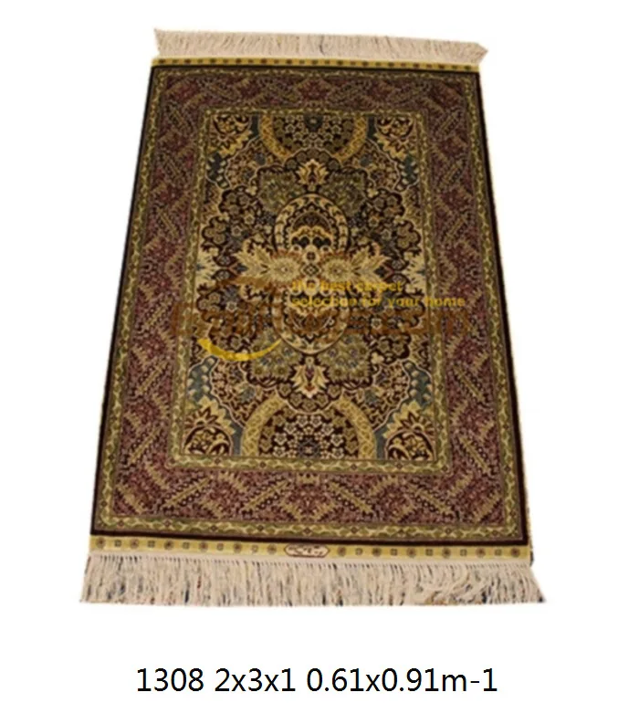 Традиционный цветочный турецкий Шелковый Восточный персидский ковер ручной