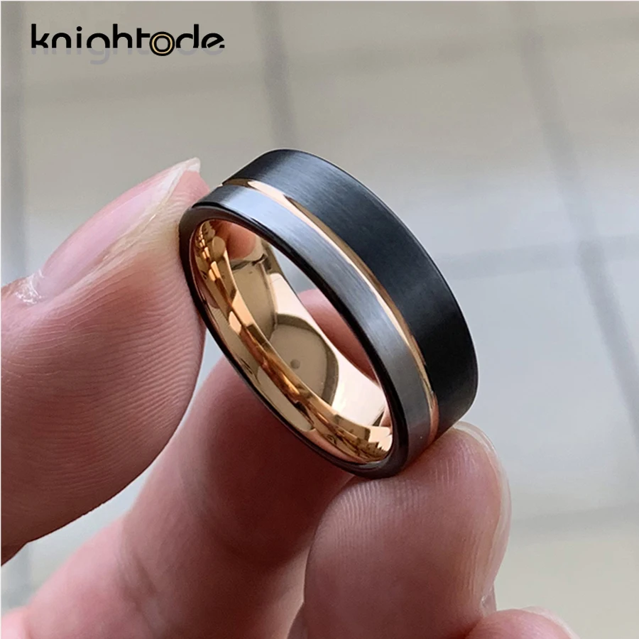 8 мм для мужчин и женщин вольфрамовые карбидные кольца плоское Черное