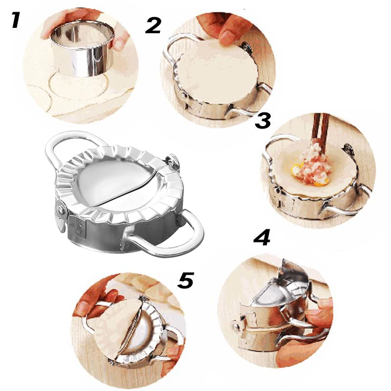 

7.7cm Stainless Steel- Dough Press Maker Dumpling Pie Ravioli Making Mold Tools