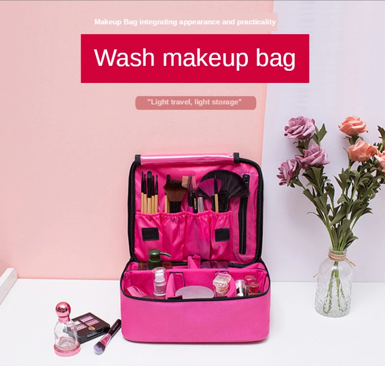 Simple Waterproof Cosmetic Bag Travel Carry-on Handbag Portable Solid Casual Fashion Large Capacity Hand Wash Bag