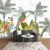 custom mural wallpaper hand painted tropical rainforest plant landscape background wall decor living room tv sofa bedroom fresco
