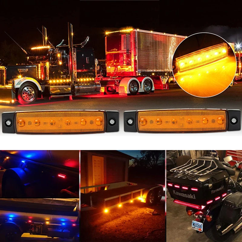 

Nlpearl Car Light Assembly Car External Lights LED 6SMD Truck LED Side Marker Indicator Trailer Light Rear Side Lamp 12V/24V