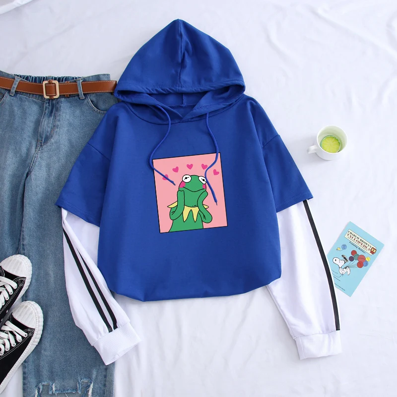 

Mens Funny Frog Print Casual Hoodies Autumn Spell Color Hooded Sweatshirt Pullover Streetwear Hip Hop Streetwear Clothing