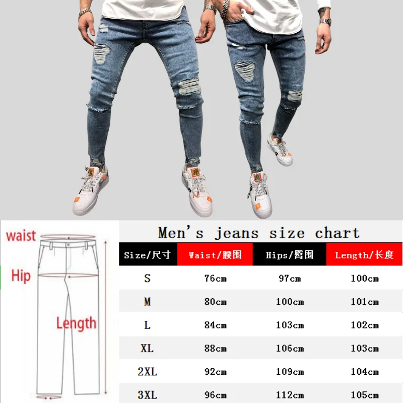 

Men's Pants Ripped Jeans Trousers Summer And Autumn Men's Ripped Leggings Slim-fit Motorcycle Pants Large Size S-3XL
