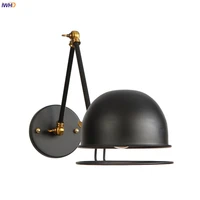 iwhd adjustable swing long arm wall lamp vintage living room stair mirror bedroom loft industrial retro wall lights for home