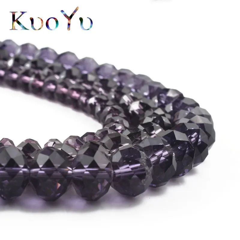 Wholesale Faceted Purple Crystal Glass Beads Rondelle Spacer Bead For Jewelry Making 4 6 8 10 12mm 15&quotInch DIY Bracelet Necklace |