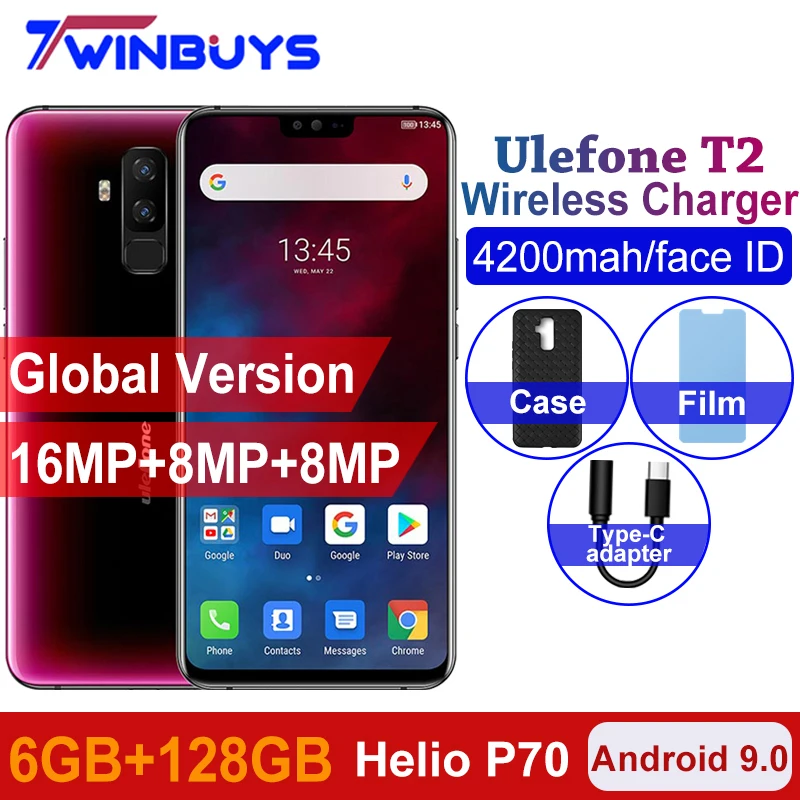 Чехол накладка Ulefone T2 4G глобальная мобильный телефон 6 ГБ + 128 7 &quot19:9 Helio P70