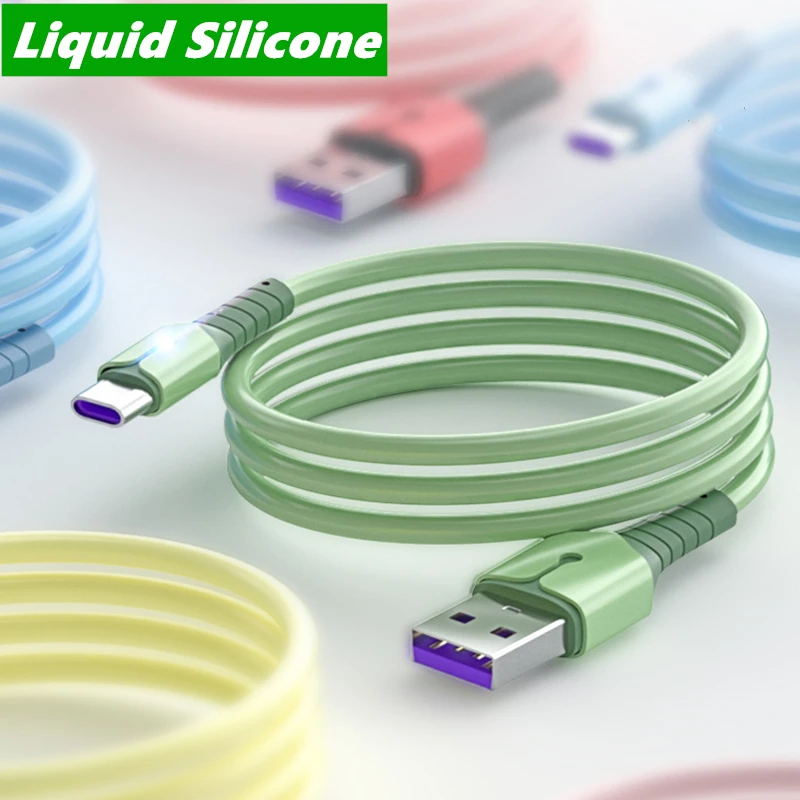 Фото Жидкий Силикон 5A быстрое зарядное устройство Micro USB Type C кабель для Samsung Xiaomi Huawei Жидкий Силикон 5A быстрое зарядное устройство Micro USB Type C кабель для Samsung Xiaomi Huawei