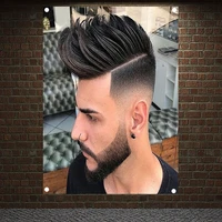 mens short side hairstyles slicked back banner flag tapestry canvas painting wall chart wall sticker barber shop posters d4