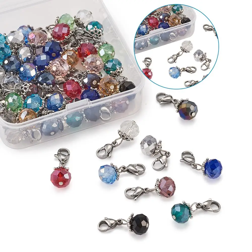 56 шт./кор. подвески из граненого стекла с круглыми бусинами для самостоятельного