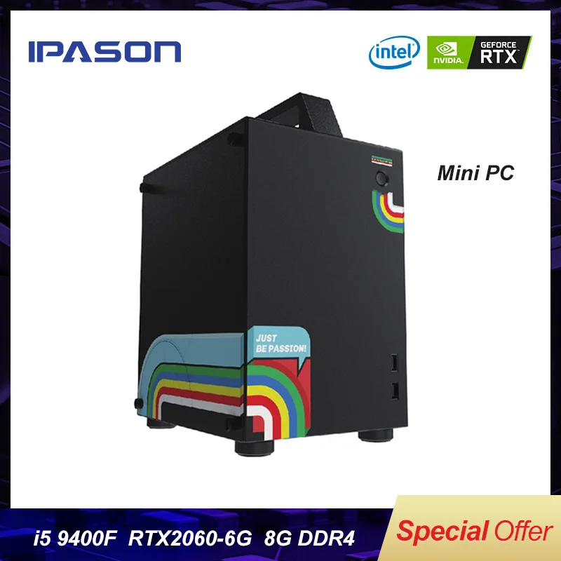 IPASON игровой ящик Intel 6-Core i5 9400F/RTX2060 настольные компьютеры 480 г SSD/DDR4 8 ГБ ram Полный Комплект высококачественных игровых компьютеров PUBG