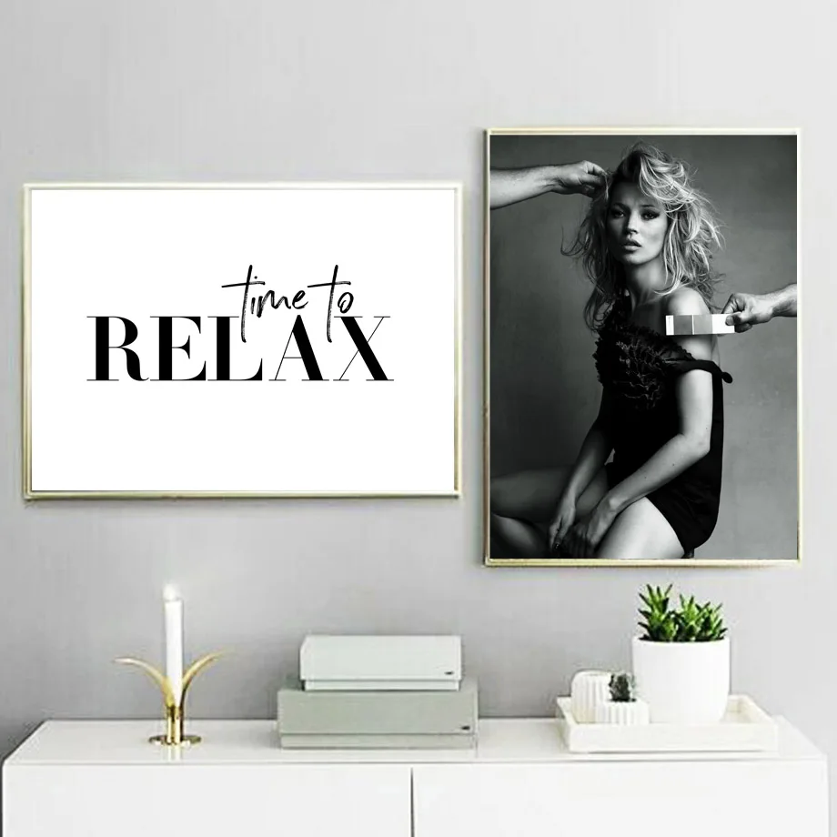 Портрет девушки пальмовый пейзаж цитаты настенная Картина на холсте