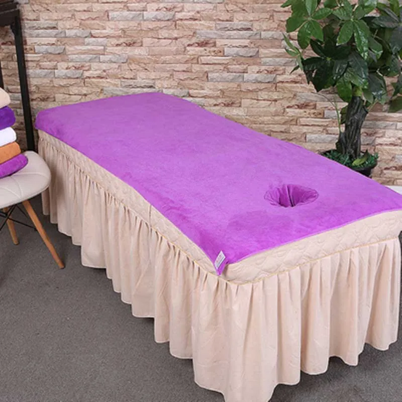 light purple Кушетка для салона красоты полотенце с отверстием из микрофибры мягкие впитывающие массажные полотенца для кушеток физиотерапия быстросохнущее большое полотенце для ванны покрывало для кровати - Цвет: light purple