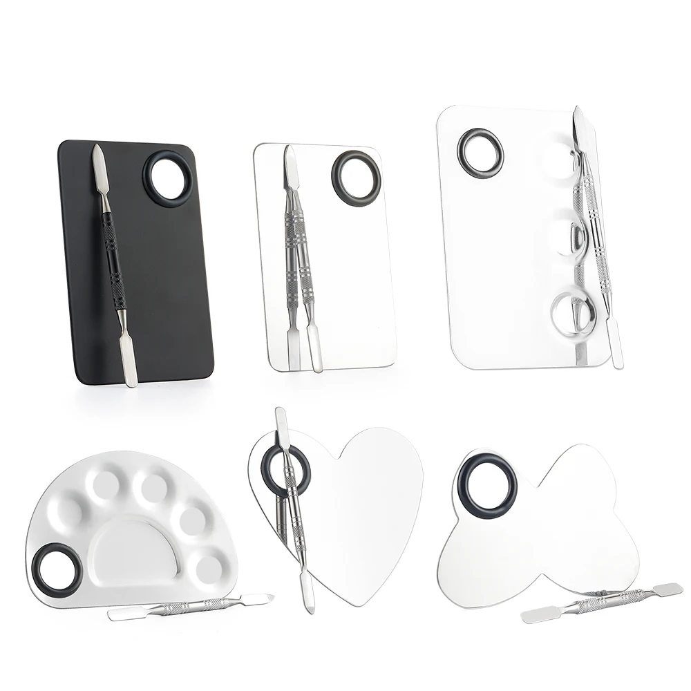 

Nail Polish Gel Palette Stainless Steel Finger Ring Color Mixer Rod Spatula Foundation Lipstick Makeup Cosmetic Mixing Plate