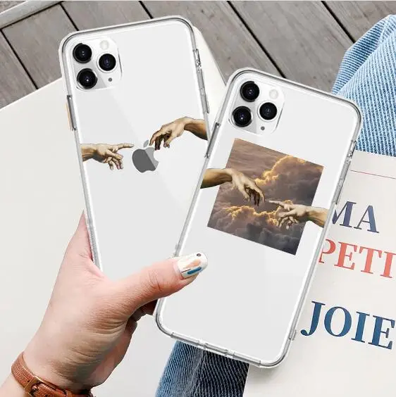 

Lovers Hands Pattern Case For iPhone 12 11 Pro XS MAX XR 6 6s 7 8 Plus SE Transparent TPU Phone Cover Coque Top Popular