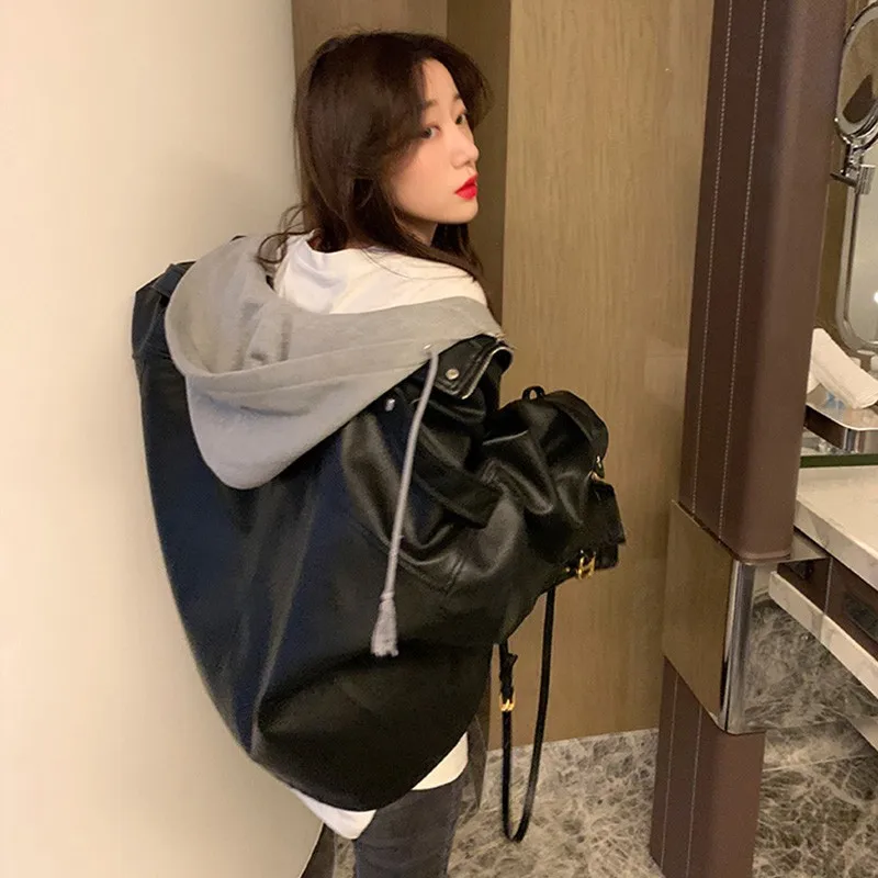 Куртка FTLZZ женская с капюшоном уличная одежда из искусственной мягкой кожи