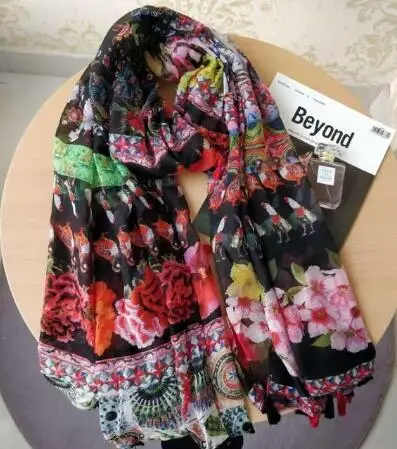 Шоколад desigual женский длинный красный шарф с геометрическим рисунком, осень-весна, Испанский Дизайн, подарки на день рождения - Цвет: Шоколад