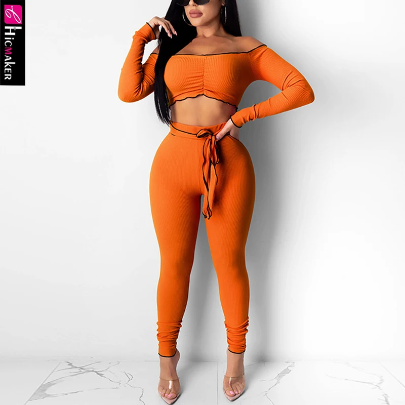 Женский костюм из двух предметов футболка с длинным рукавом и открытыми плечами