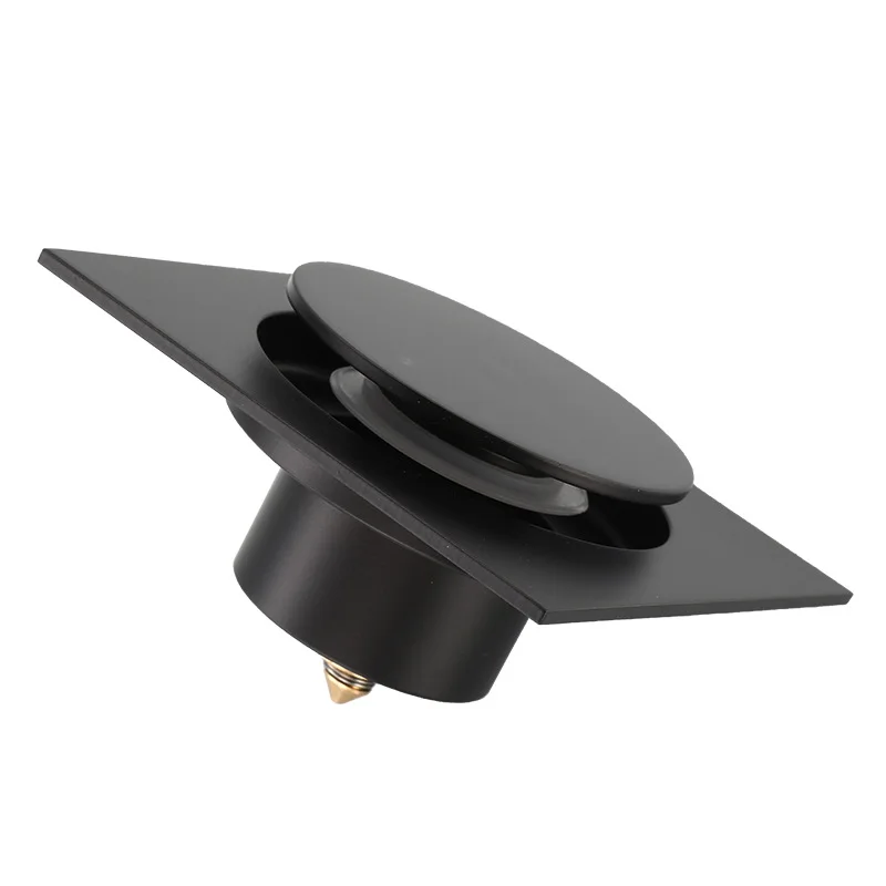 tuqiu floor drains blackchrome brass shower floor drain bathroom deodorant euro square floor drain strainer cover grate waste free global shipping