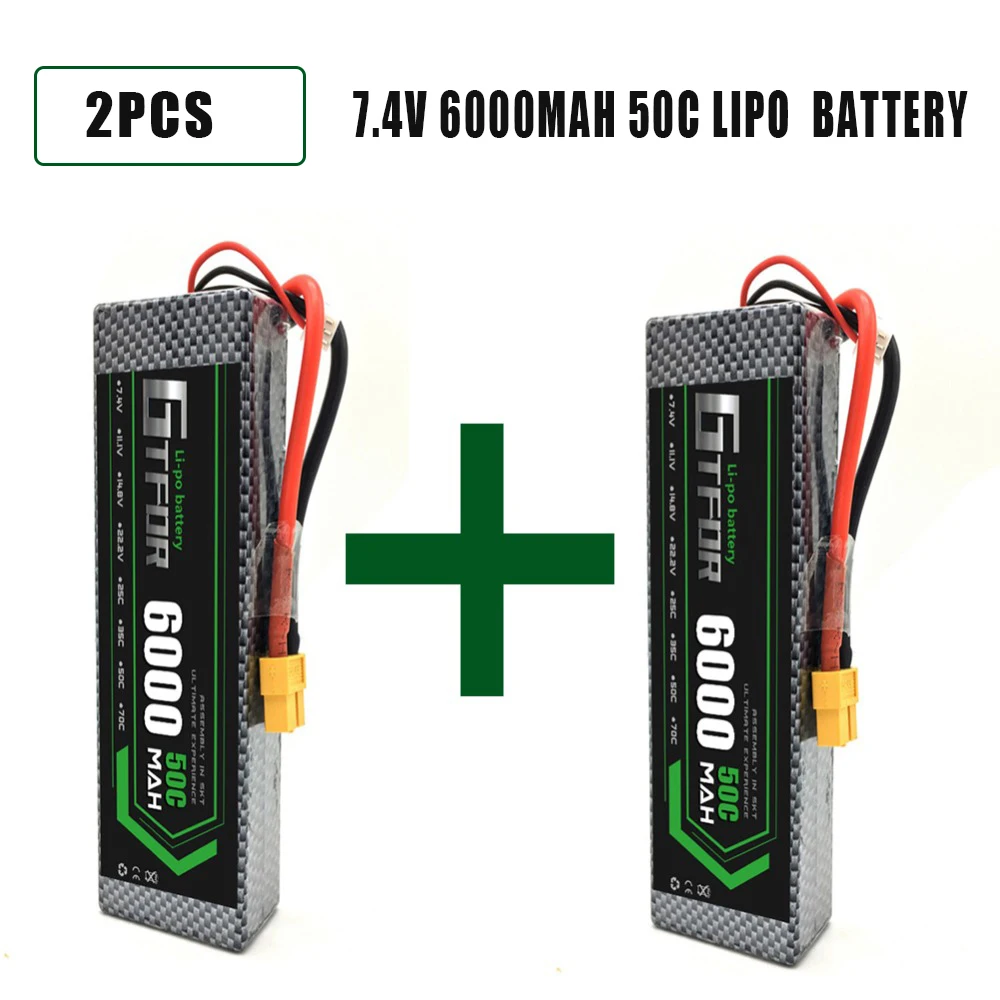 GTFDR 2 шт. 2S 7,4 V 6500 мА/ч, 6000 мА/ч, 50C 60C 120C Lipo Батарея RC Запчасти на колесиках TRX AKKU для TRX TRX4 1/10 автомобиль Радиоуправляемый Дрон вертолет