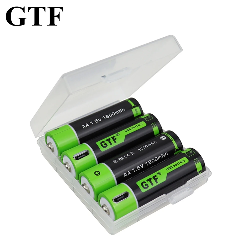 Литий-ионный аккумулятор GTF AA 1,5 в, 1200 мА ч, 1800 МВтч, с USB-зарядкой, для пульта дистанционного управления, электронной игрушечной мыши