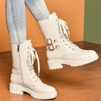 high top punk creepers women cow leather military riding boots lace up platform party pumps shoes round toe oxfords shoe size4 8