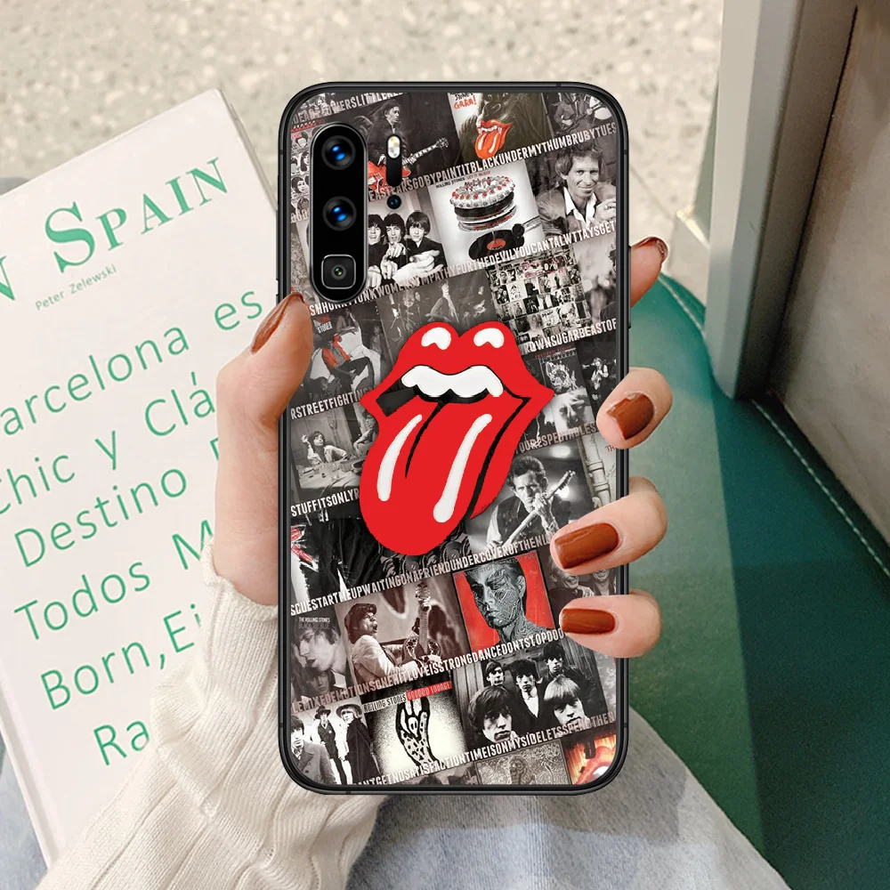 

The Rolling Stones band Lips Phone case For Huawei P 9 Smart 10 20 30 40 8 Lite Mini Z 2019 Pro black bumper soft hoesjes