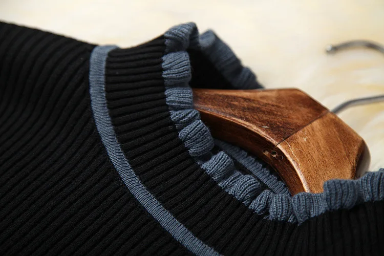 Зимний женский комплект длинный рукав стоячий воротник пуловер сетка кружево