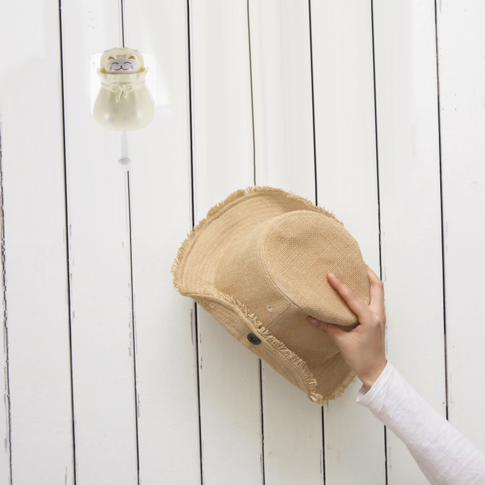 Настенный крючок в виде кошки на удачу Очаровательная пластиковая клейкая